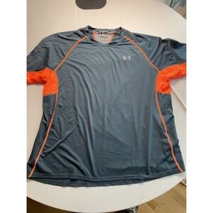 Under Armour HeatGear ColdBlack T-Shirt Men 2XL Gray Orange Athletic Training